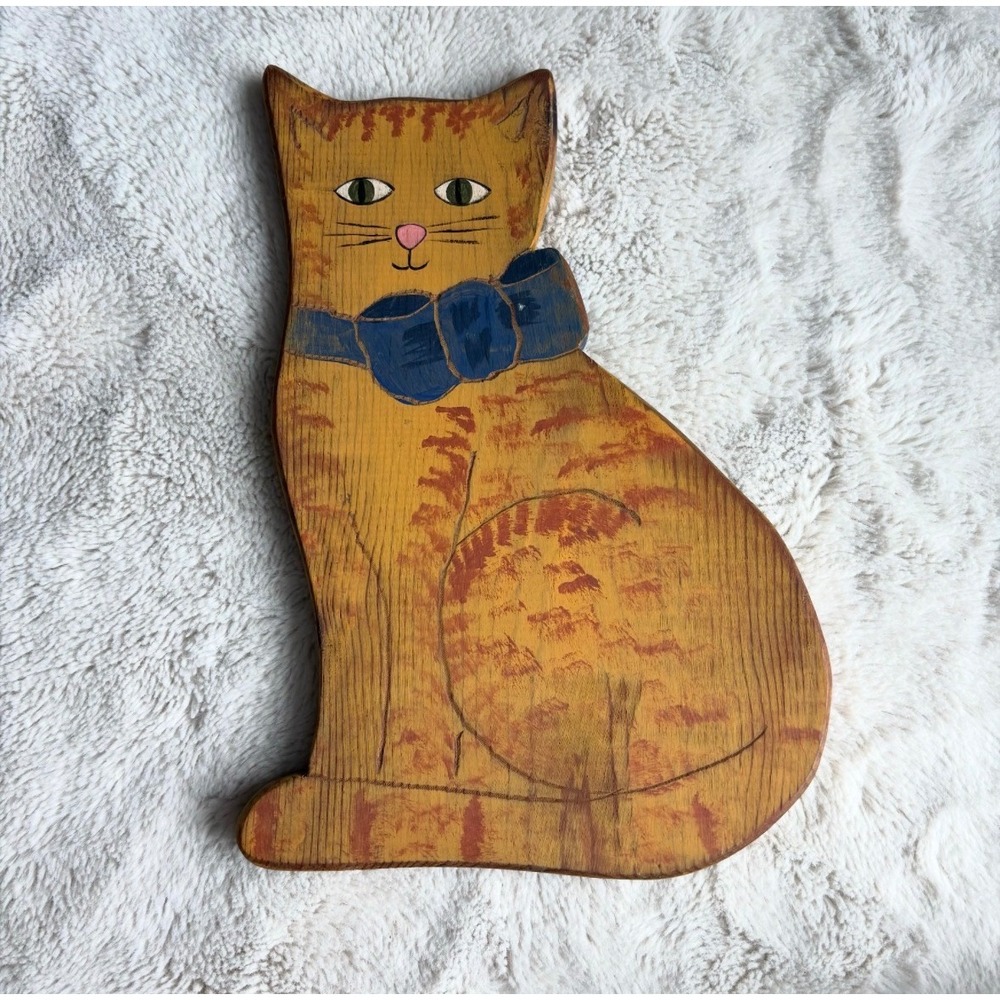 Wolf Creek Wall Art Beaman‎ Iowa Orange Cat Wood Vintage 1984 Folk Art Signed